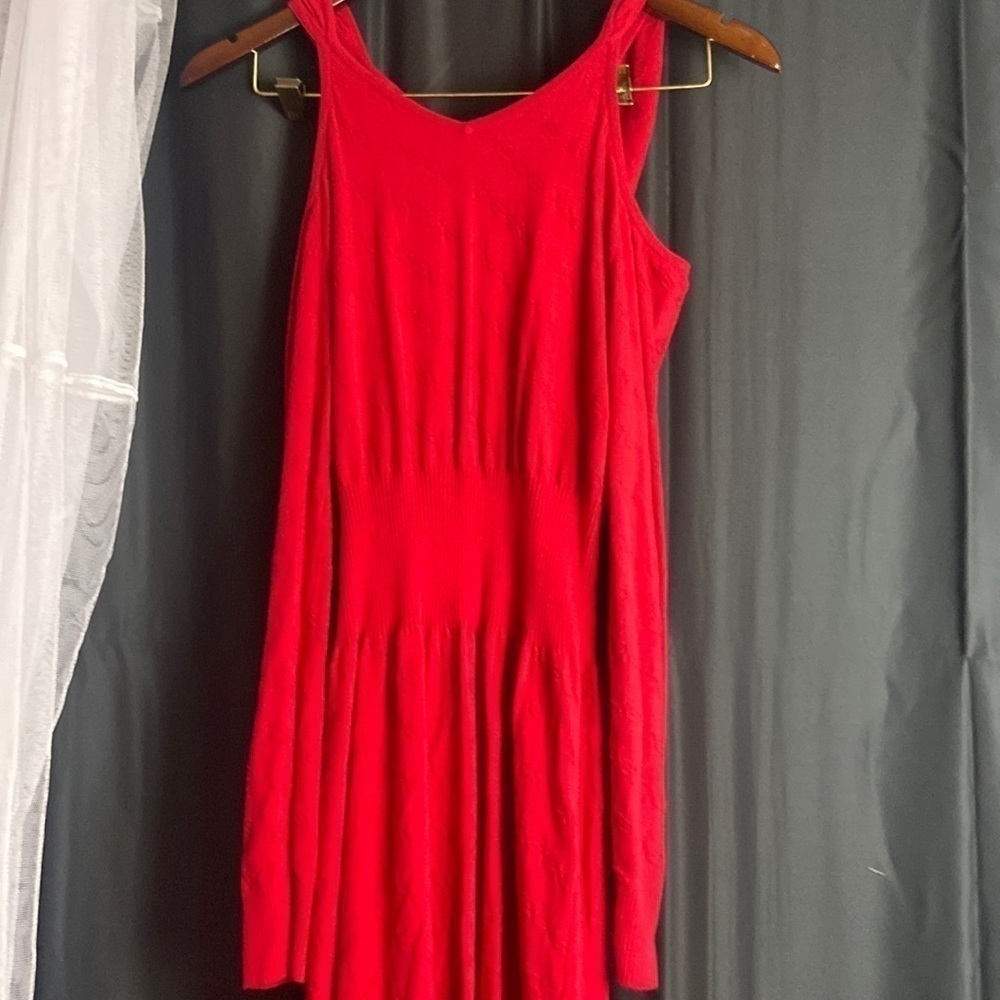 Bebe Red cold shoulder Knit Dress